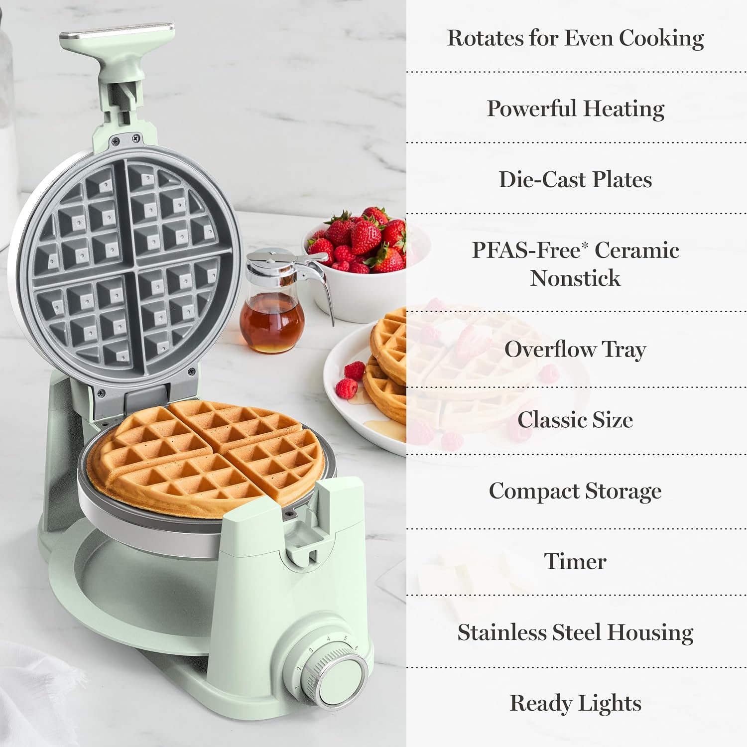 WAFFLORA™ Rotating Belgian Waffle Maker