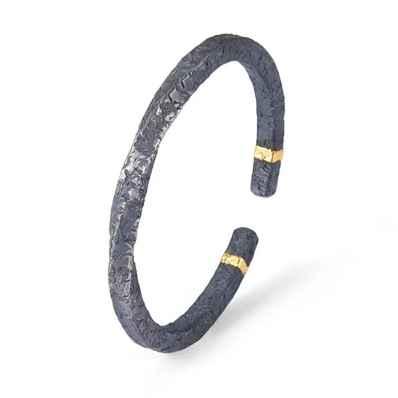 Personalized Vintage Black-and-gold Niche Versatile Open Bangle